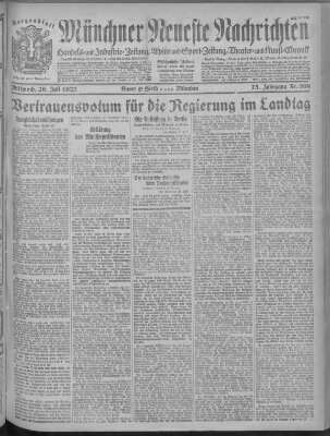 Münchner neueste Nachrichten Mittwoch 26. Juli 1922