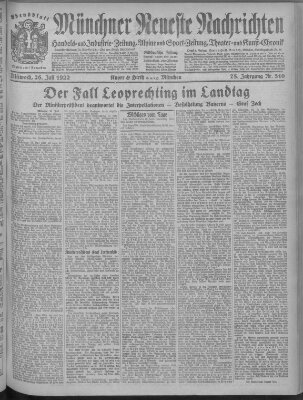 Münchner neueste Nachrichten Mittwoch 26. Juli 1922