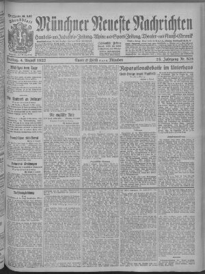 Münchner neueste Nachrichten Freitag 4. August 1922