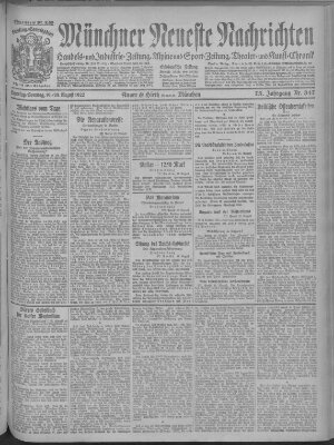 Münchner neueste Nachrichten Sonntag 20. August 1922