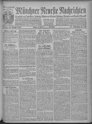 Münchner neueste Nachrichten Freitag 25. August 1922