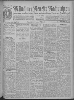 Münchner neueste Nachrichten Sonntag 27. August 1922