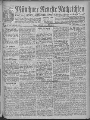 Münchner neueste Nachrichten Montag 28. August 1922