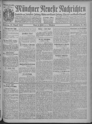 Münchner neueste Nachrichten Dienstag 29. August 1922