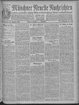 Münchner neueste Nachrichten Donnerstag 31. August 1922