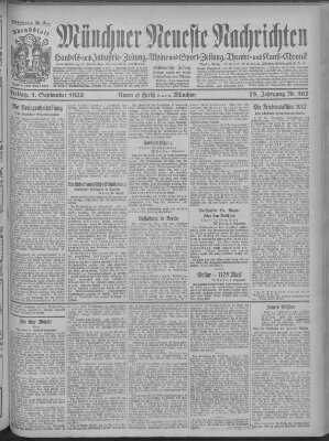 Münchner neueste Nachrichten Freitag 1. September 1922