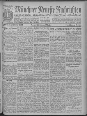 Münchner neueste Nachrichten Samstag 2. September 1922