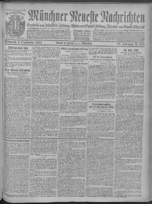 Münchner neueste Nachrichten Mittwoch 6. September 1922