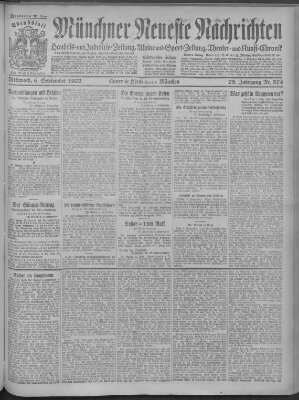 Münchner neueste Nachrichten Mittwoch 6. September 1922