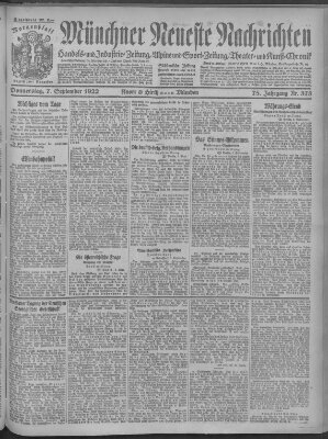 Münchner neueste Nachrichten Donnerstag 7. September 1922