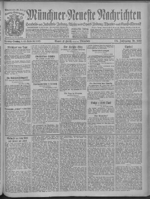 Münchner neueste Nachrichten Sonntag 10. September 1922