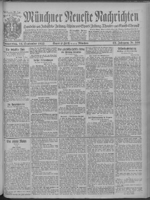 Münchner neueste Nachrichten Donnerstag 14. September 1922