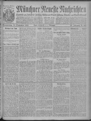 Münchner neueste Nachrichten Donnerstag 14. September 1922