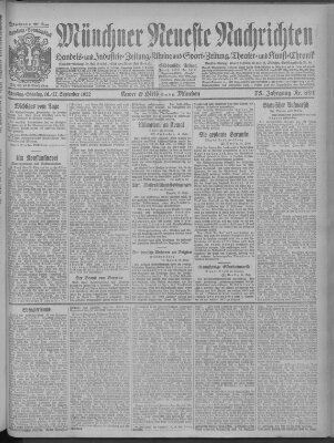 Münchner neueste Nachrichten Sonntag 17. September 1922