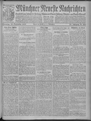 Münchner neueste Nachrichten Dienstag 19. September 1922