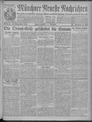 Münchner neueste Nachrichten Mittwoch 20. September 1922