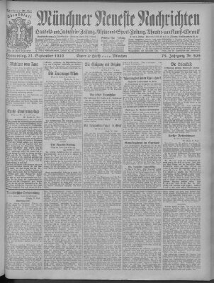 Münchner neueste Nachrichten Donnerstag 21. September 1922