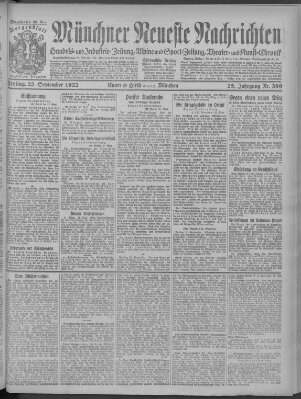 Münchner neueste Nachrichten Freitag 22. September 1922