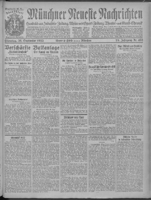 Münchner neueste Nachrichten Dienstag 26. September 1922