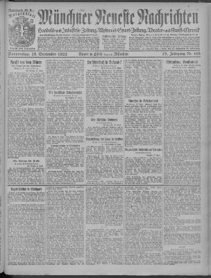 Münchner neueste Nachrichten Donnerstag 28. September 1922