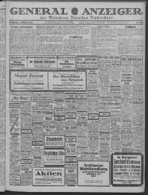 Münchner neueste Nachrichten Mittwoch 3. Oktober 1923