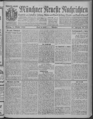 Münchner neueste Nachrichten Montag 8. Oktober 1923