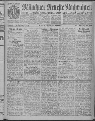 Münchner neueste Nachrichten Samstag 13. Oktober 1923