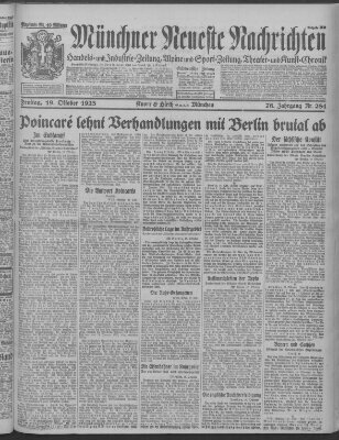 Münchner neueste Nachrichten Freitag 19. Oktober 1923