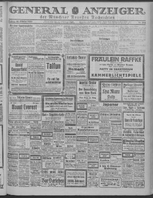 Münchner neueste Nachrichten Freitag 19. Oktober 1923