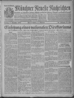 Münchner neueste Nachrichten Freitag 9. November 1923