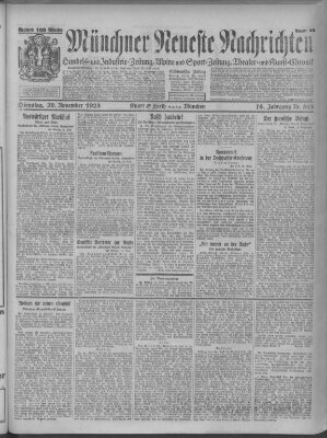 Münchner neueste Nachrichten Dienstag 20. November 1923