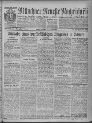 Münchner neueste Nachrichten Mittwoch 21. November 1923