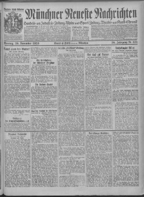 Münchner neueste Nachrichten Montag 26. November 1923