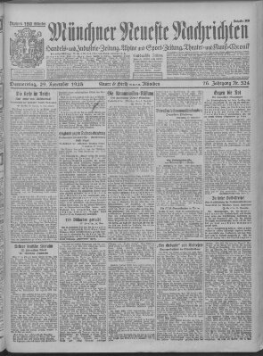 Münchner neueste Nachrichten Donnerstag 29. November 1923