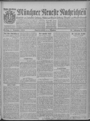 Münchner neueste Nachrichten Freitag 7. Dezember 1923