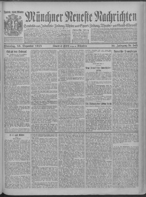 Münchner neueste Nachrichten Dienstag 18. Dezember 1923