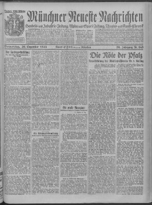 Münchner neueste Nachrichten Donnerstag 20. Dezember 1923