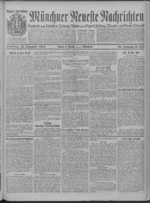 Münchner neueste Nachrichten Samstag 22. Dezember 1923