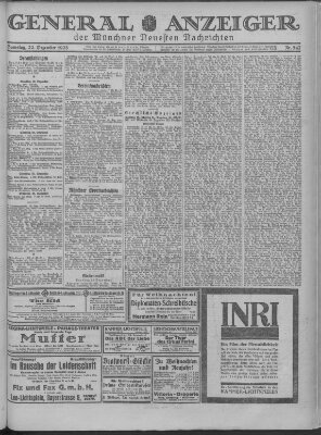 Münchner neueste Nachrichten Samstag 22. Dezember 1923