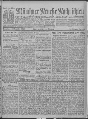 Münchner neueste Nachrichten Sonntag 30. Dezember 1923