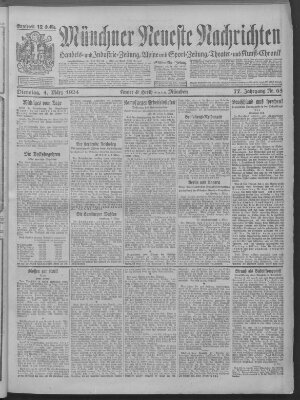 Münchner neueste Nachrichten Dienstag 4. März 1924