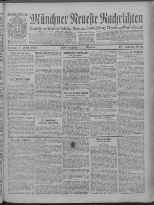 Münchner neueste Nachrichten Freitag 7. März 1924