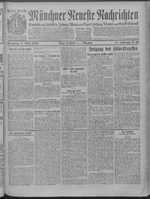 Münchner neueste Nachrichten Samstag 8. März 1924