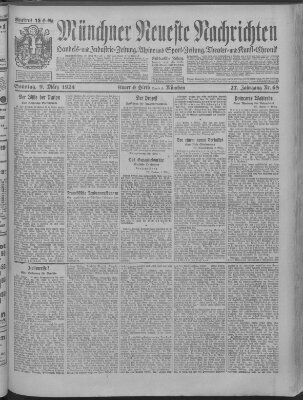 Münchner neueste Nachrichten Sonntag 9. März 1924