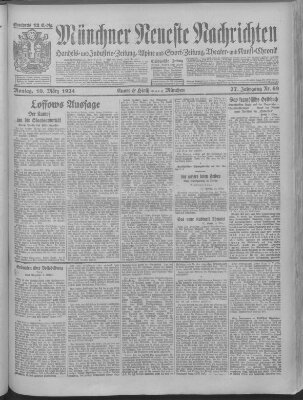 Münchner neueste Nachrichten Montag 10. März 1924