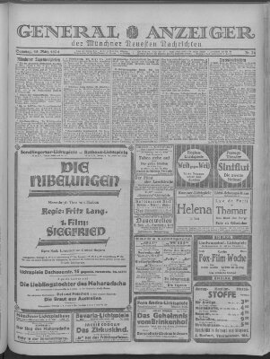 Münchner neueste Nachrichten Samstag 15. März 1924