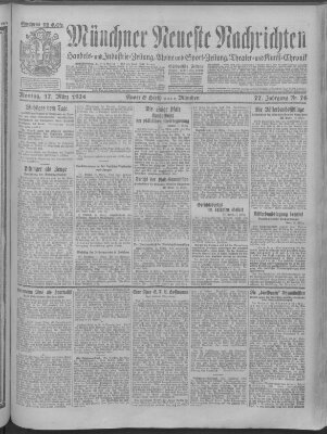 Münchner neueste Nachrichten Montag 17. März 1924