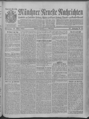 Münchner neueste Nachrichten Dienstag 18. März 1924