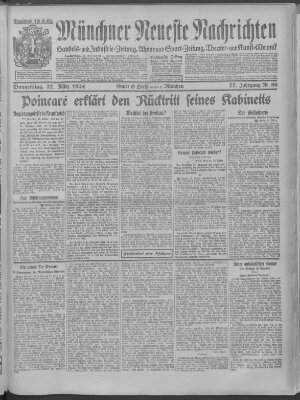 Münchner neueste Nachrichten Donnerstag 27. März 1924