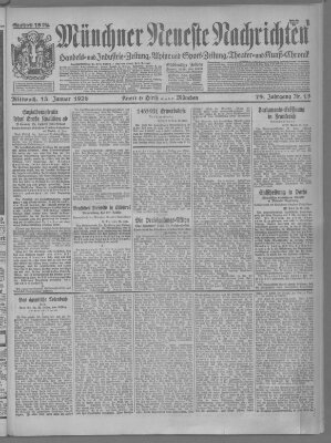 Münchner neueste Nachrichten Mittwoch 13. Januar 1926